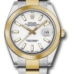 Rolex Steel and Yellow Gold Rolesor Datejust 41 Watch – Smooth Bezel – White Index Dial – Oyster Bracelet – 126303