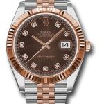 Rolex Steel and Everose Rolesor Datejust 41 Watch – Fluted Bezel – Chocolate Diamond Dial – Jubilee Bracelet – 126331 chodj