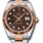 Rolex Steel and Everose Rolesor Datejust 41 Watch – Fluted Bezel – Chocolate Diamond Dial – Oyster Bracelet – 126331 chodo