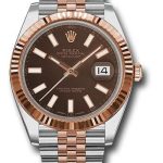 Rolex Steel and Everose Rolesor Datejust 41 Watch – Fluted Bezel – Chocolate Index Dial – Jubilee Bracelet – 126331 choij