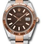 Rolex Steel and Everose Rolesor Datejust 41 Watch – Fluted Bezel – Chocolate Index Dial – Oyster Bracelet – 126331 choio