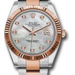 Rolex Steel and Everose Rolesor Datejust 41 Watch – Fluted Bezel – Mother-Of-Pearl Diamond Dial – Oyster Bracelet – 126331