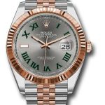 Rolex Steel and Everose Rolesor Datejust 41 Watch – Fluted Bezel – Slate Gray Green Roman Dial – Jubilee Bracelet – 126331 slgrj