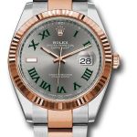Rolex Steel and Everose Rolesor Datejust 41 Watch – Fluted Bezel – Slate Gray Green Roman Dial – Oyster Bracelet – 126331 slgro