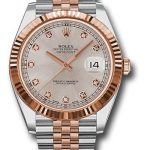 Rolex Steel and Everose Rolesor Datejust 41 Watch – Fluted Bezel – Sundust Diamond Dial – Jubilee Bracelet – 126331