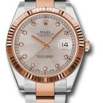 Rolex Steel and Everose Rolesor Datejust 41 Watch – Fluted Bezel – Sundust Diamond Dial – Oyster Bracelet – 126331