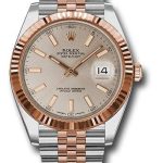Rolex Steel and Everose Rolesor Datejust 41 Watch – Fluted Bezel – Sundust Index Dial – Jubilee Bracelet – 126331