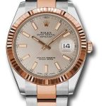 Rolex Steel and Everose Rolesor Datejust 41 Watch – Fluted Bezel – Sundust Index Dial – Oyster Bracelet – 126331