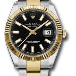 Rolex Steel and Yellow Gold Rolesor Datejust 41 Watch – Fluted Bezel – Black Index Dial – Oyster Bracelet – 126333