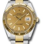Rolex Steel and Yellow Gold Rolesor Datejust 41 Watch – Fluted Bezel – Champagne Index Dial – Oyster Bracelet – 126333