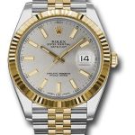 Rolex Steel and Yellow Gold Rolesor Datejust 41 Watch – Fluted Bezel – Silver Index Dial – Jubilee Bracelet – 126333