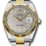 Rolex Steel and Yellow Gold Rolesor Datejust 41 Watch – Fluted Bezel – Silver Index Dial – Oyster Bracelet – 126333