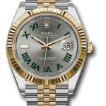 Rolex Steel and Yellow Gold Rolesor Datejust 41 Watch – Fluted Bezel – Slate Green Roman Dial – Jubilee Bracelet – 126333 slgrj
