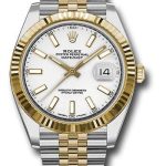 Rolex Steel and Yellow Gold Rolesor Datejust 41 Watch – Fluted Bezel – White Index Dial – Jubilee Bracelet – 126333