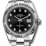 Rolex Steel and White Gold Rolesor Datejust 41 Watch – Fluted Bezel – Black Diamond Dial – Oyster Bracelet – 126334