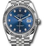 Rolex Steel and White Gold Rolesor Datejust 41 Watch – Fluted Bezel – Blue Diamond Dial – Jubilee Bracelet – 126334
