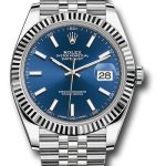 Rolex Steel and White Gold Rolesor Datejust 41 Watch – Fluted Bezel – Blue Index Dial – Jubilee Bracelet – 126334