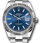 Rolex Steel and White Gold Rolesor Datejust 41 Watch – Fluted Bezel – Blue Index Dial – Oyster Bracelet – 126334