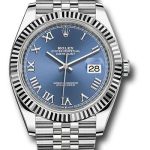 Rolex Steel and White Gold Rolesor Datejust 41 Watch – Fluted Bezel – Blue Roman Dial – Jubilee Bracelet – 126334