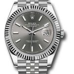 Rolex Steel and White Gold Rolesor Datejust 41 Watch – Fluted Bezel – Dark Rhodium Index Dial – Jubilee Bracelet – 126334 dkrij