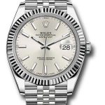 Rolex Steel and White Gold Rolesor Datejust 41 Watch – Fluted Bezel – Silver Index Dial – Jubilee Bracelet – 126334