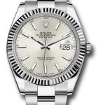 Rolex Steel and White Gold Rolesor Datejust 41 Watch – Fluted Bezel – Silver Index Dial – Oyster Bracelet – 126334