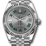 Rolex Steel and White Gold Rolesor Datejust 41 Watch – Fluted Bezel – Slate Green Roman Dial – Jubilee Bracelet – 126334 slgrj