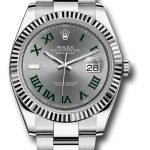 Rolex Steel and White Gold Rolesor Datejust 41 Watch – Fluted Bezel – Slate Green Roman Dial – Oyster Bracelet – 126334 slgro