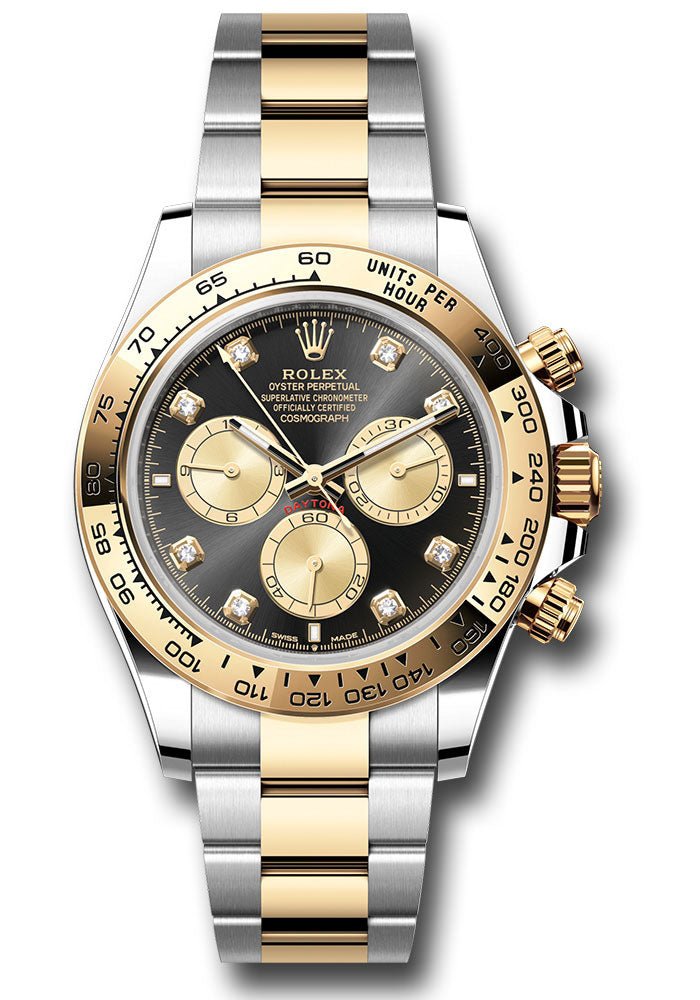 Rolex Yellow Rolesor Cosmograph Daytona Watch – Fixed Bezel – Black And Golden Diamond Dial – Oyster Bracelet – 126503 bkchdo