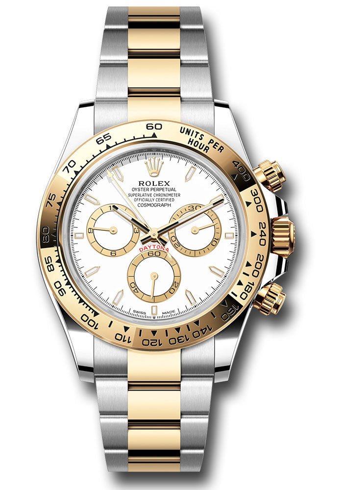Rolex Yellow Rolesor Cosmograph Daytona Watch – Fixed Bezel – White Index Dial – Oyster Bracelet – 126503