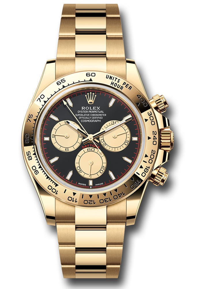 Rolex Yellow Gold Cosmograph Daytona Watch – Fixed Bezel – Black And Champagne Index Dial – Oyster Bracelet – 126508 bkchio