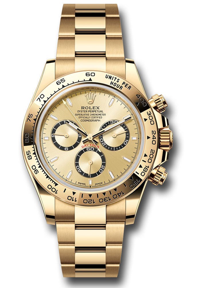 Rolex Yellow Gold Cosmograph Daytona Watch – Fixed Bezel – Golden Index Dial – Oyster Bracelet – 126508