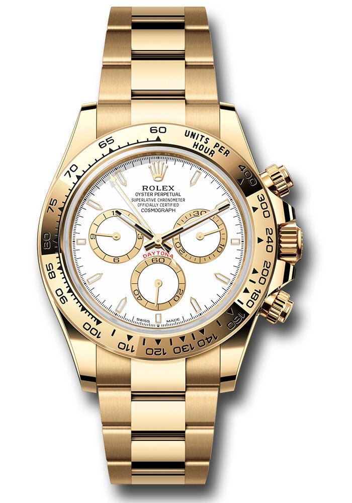 Rolex Yellow Gold Cosmograph Daytona Watch – Fixed Bezel – White Index Dial – Oyster Bracelet – 126508