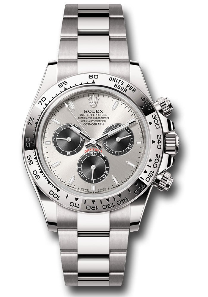 Rolex White Gold Cosmograph Daytona Watch – Fixed Bezel – Steel And Black Index Dial – Oyster Bracelet – 126509 stbkio