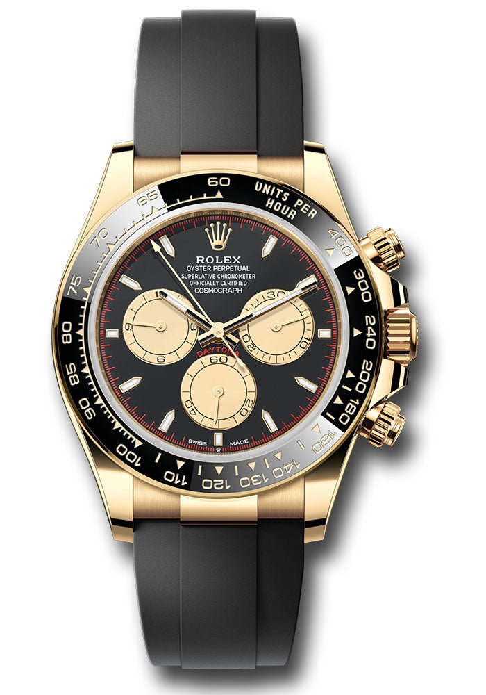 Rolex Yellow Gold Cosmograph Daytona Watch – Black Cerachrom Bezel – Black And Champagne Index Dial – Oysterflex Strap – 126518ln bkchiof