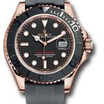 Rolex Everose Gold Yacht-Master 40 Watch – Black Dial – Oysterflex Strap – 126655