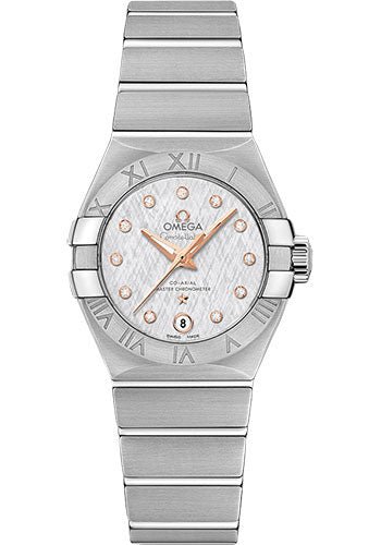 Omega Constellation Co-Axial Master Chronometer Watch – 27 mm Steel Case – Silk-Like Pattern White -Silvery Diamond Dial – 127.10.27.20.52.001