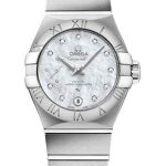 Omega Constellation Co-Axial Master CHRONOMETER Small Seconds Petite Seconde Watch – 27 mm Steel Case – White Mother-Of-Pearl Diamond Dial – 127.10.27.20.55.001