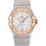 Omega Constellation Co-Axial Master Chronometer Watch – 27 mm Steel And Red Gold Case – White -Silvery Diamond Dial – Brushed Steel Bracelet – 127.20.27.20.52.001