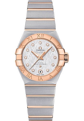 Omega Constellation Co-Axial Master Chronometer Watch – 27 mm Steel And Red Gold Case – White -Silvery Diamond Dial – Brushed Steel Bracelet – 127.20.27.20.52.001