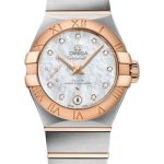 Omega Constellation Co-Axial Master CHRONOMETER Small Seconds Petite Seconde Watch – 27 mm Steel And Red Gold Case – White Mother-Of-Pearl Diamond Dial – 127.20.27.20.55.001
