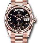 Rolex Everose Gold Day-Date 36 Watch – Fluted Bezel – Eisenkiesel Diamond Dial – President Bracelet – 128235 edr69p