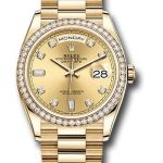 Rolex Yellow Gold Day-Date 36 Watch – Diamond Bezel – Champagne Diamond Dial – President Bracelet – 128348RBR