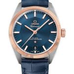 Omega Constellation Globemaster Co-Axial Master Chronometer Watch – 39 mm Steel And Sedna Gold Case – Sedna Gold Fluted Bezel – Blue Dial – Blue Leather Strap – 130.23.39.21.03.001