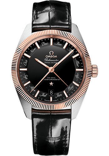 Omega Constellation Globemaster Omega Co-Axial Master Chronometer Annual Calendar – 41 mm Steel And Sedna Gold Case – Black Dial – Black Leather Strap – 130.23.41.22.01.001