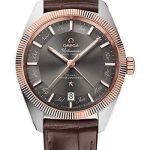 Omega Constellation Globemaster Co-Axial Master Chronometer Annual Calendar Watch – 41 mm Steel And Sedna Gold Case – Sedna Gold Fluted Bezel – Grey Dial – Brown Leather Strap – 130.23.41.22.06.001