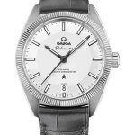 Omega Constellation Globemaster Co-Axial Master Chronometer Watch – 39 mm Steel Case – Fluted Bezel – Silver Dial – Grey Leather Strap – 130.33.39.21.02.001
