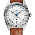 Omega Constellation Globemaster Co-Axial Master Chronometer Annual Calendar Watch – 41 mm Steel Case – Fluted Bezel – Silvery Dial – Light Brown Leather Strap – 130.33.41.22.02.001