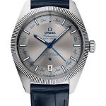 Omega Constellation Globemaster Co-Axial Master Chronometer Annual Calendar Watch – 41 mm Steel Case – Fluted Bezel – Grey Dial – Blue Leather Strap – 130.33.41.22.06.001