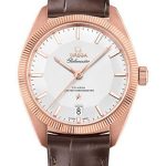 Omega Constellation Globemaster Co-Axial Master Chronometer Watch – 39 mm Sedna Gold Case – Fluted Bezel – Silvery Dial – Brown Leather Strap – 130.53.39.21.02.001
